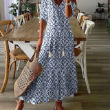 MARIETTA | Boho midi, megkötős dekoltázzsal