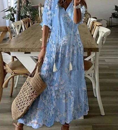 MARIETTA | Boho midi, megkötős dekoltázzsal